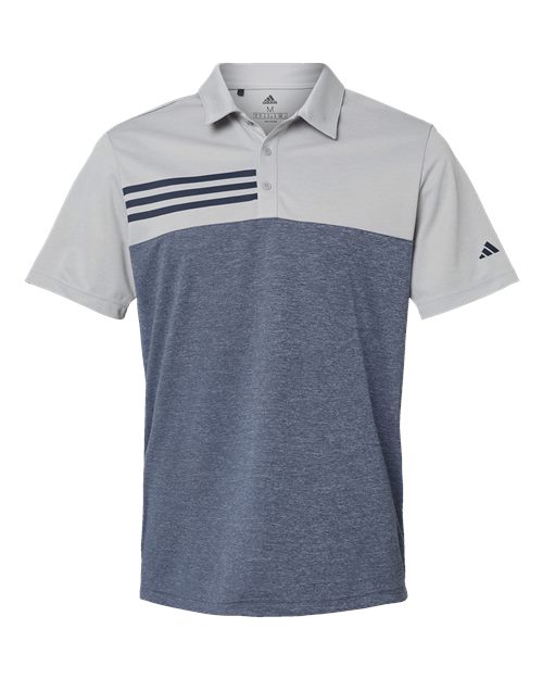 Adidas. Heathered Colorblocked 3-Stripes Polo. A508