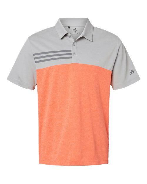 Adidas. Men's Heathered Colorblocked 3-Stripes Polo. A508