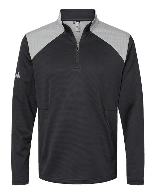 Adidas. Textured Mixed Media Quarter-Zip Pullover. A532