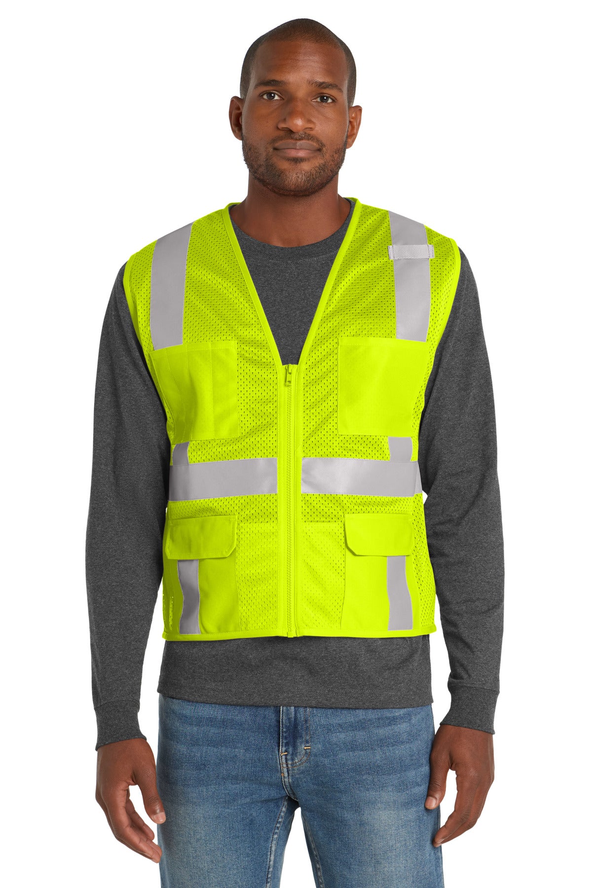 CornerStone  ANSI 107 Class 2 Mesh Six-Pocket Zippered Vest. CSV104
