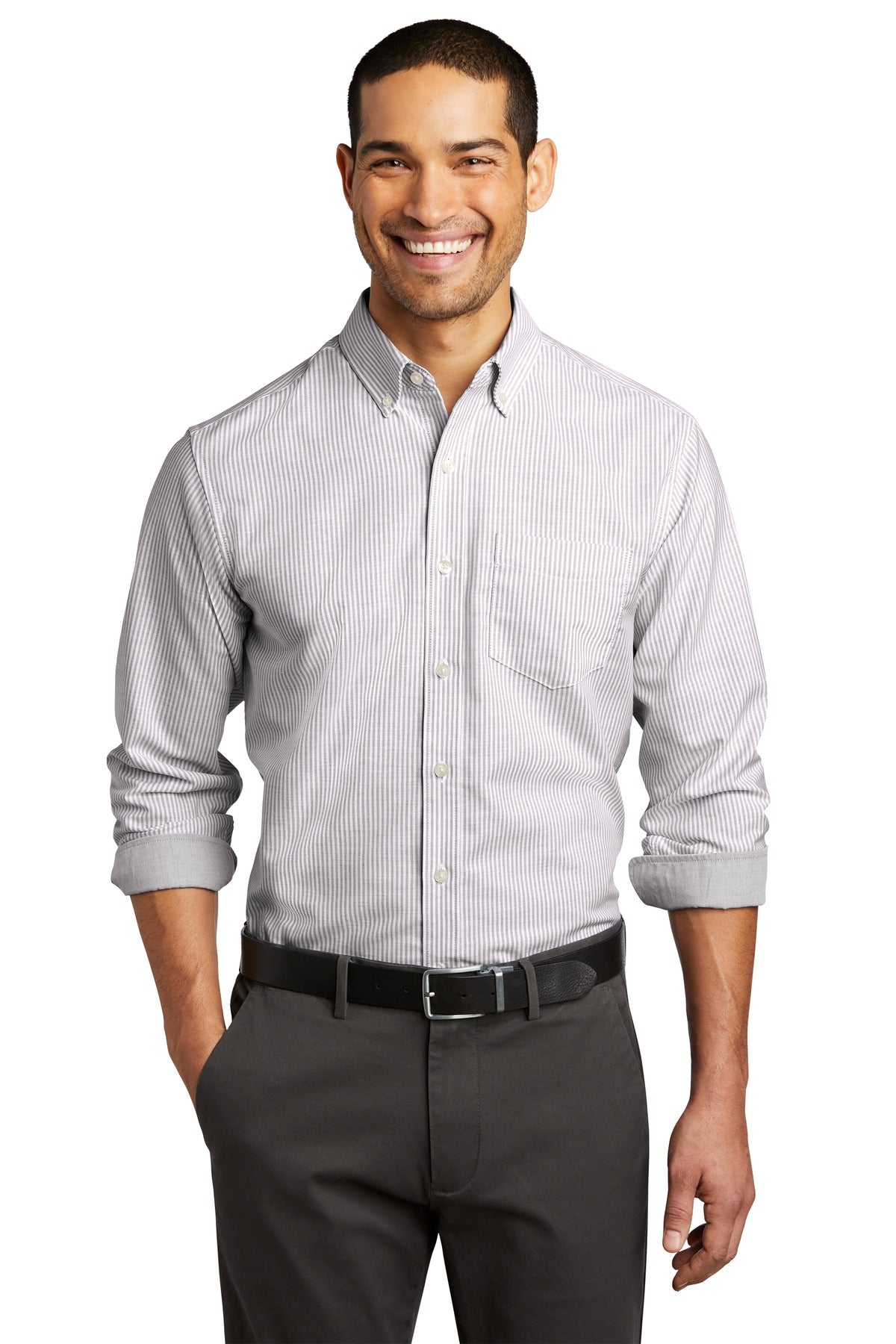 Port Authority SuperPro Oxford Stripe Shirt. W657