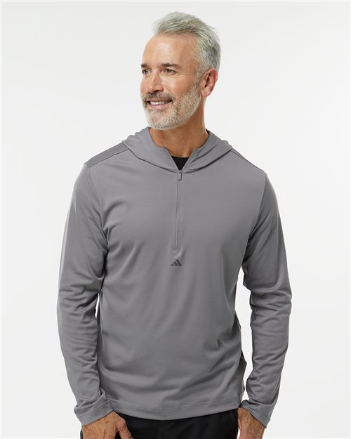 Adidas. Lightweight Performance Quarter-Zip Hooded Pullover. A596