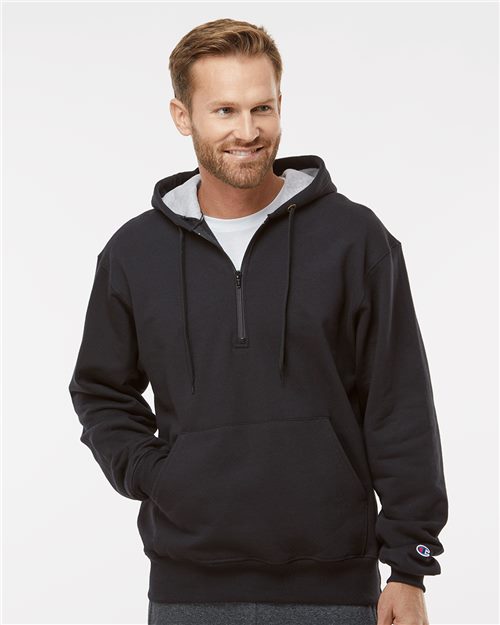 Champion. Cotton Max Hooded Quarter-Zip Sweatshirt. S185