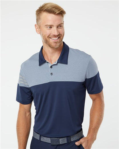 Adidas. Heathered 3-Stripes Colorblocked Polo. A213