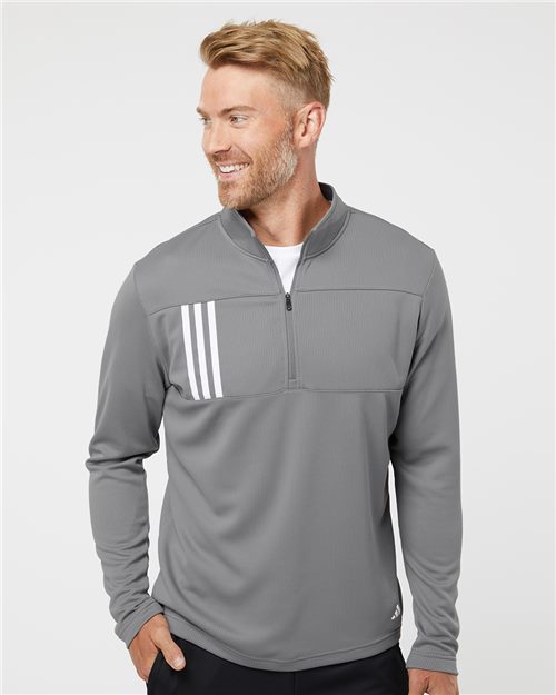 Adidas. 3-Stripes Double Knit Quarter-Zip Pullover. A482