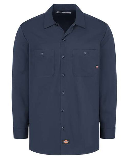 Dickies. Industrial Cotton Long Sleeve Work Shirt - Tall Sizes. L307T