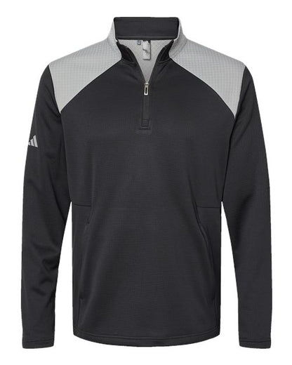 Adidas. Textured Mixed Media Quarter-Zip Pullover. A532