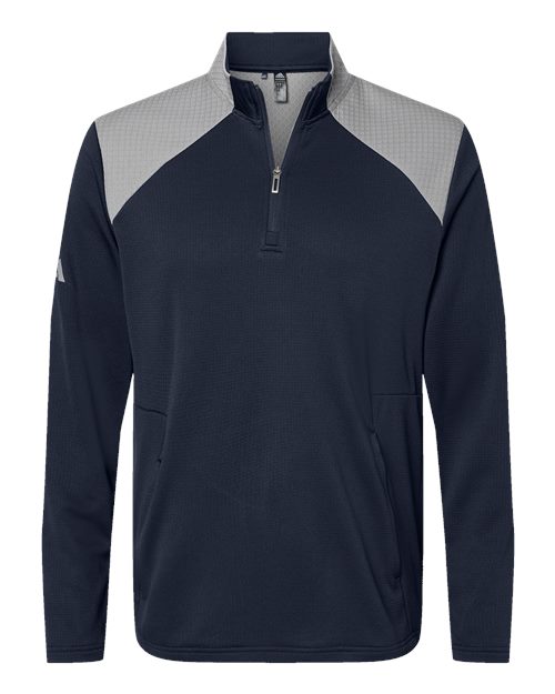 Adidas. Textured Mixed Media Quarter-Zip Pullover. A532