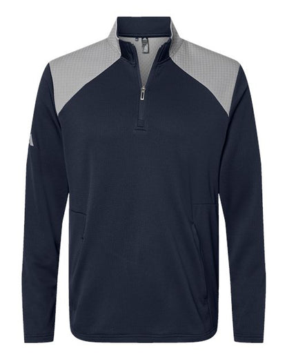 Adidas. Textured Mixed Media Quarter-Zip Pullover. A532