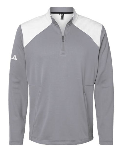 Adidas. Textured Mixed Media Quarter-Zip Pullover. A532