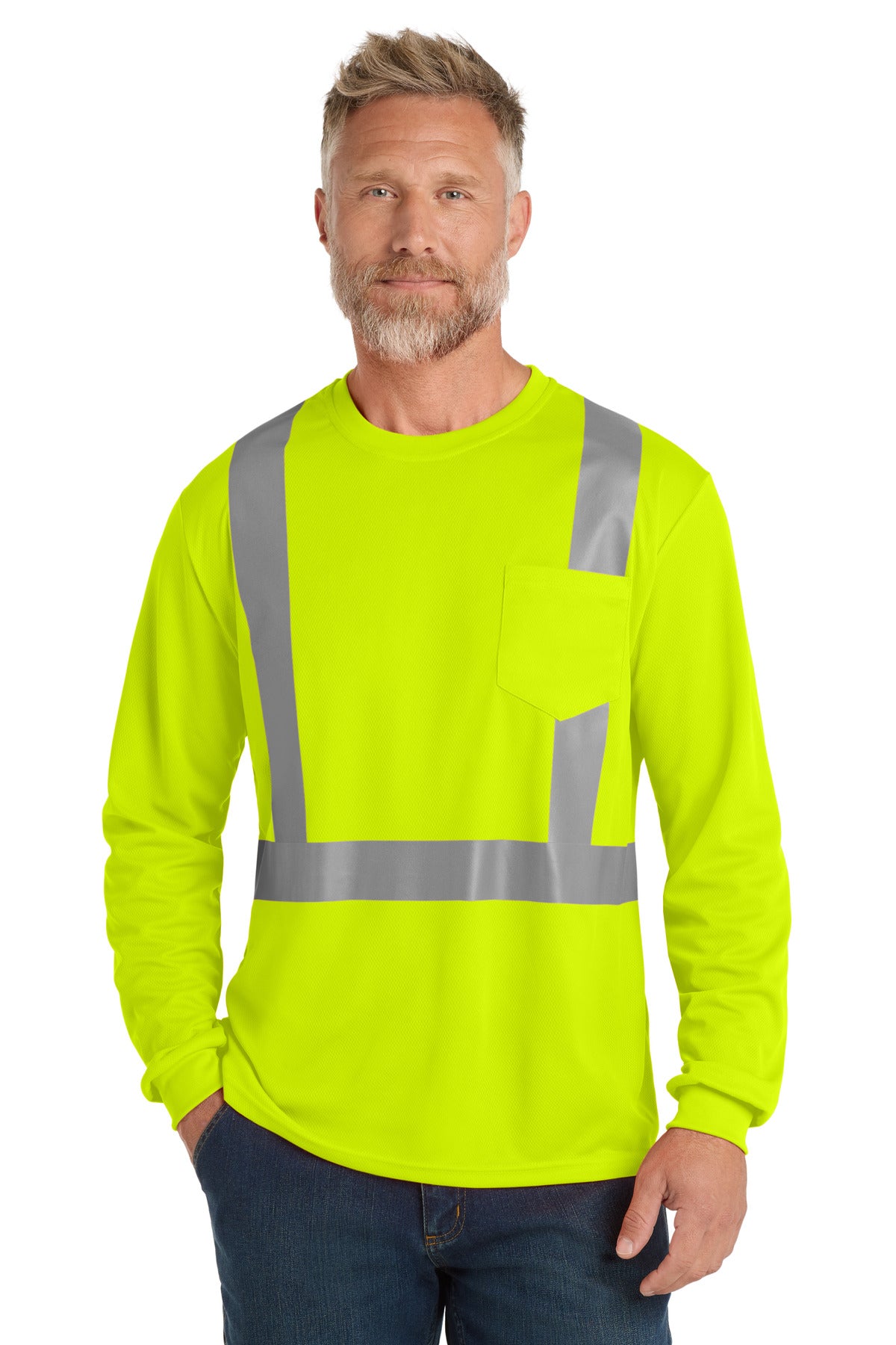 CornerStone  ANSI 107 Class 2 Mesh Long Sleeve Tee. CS201