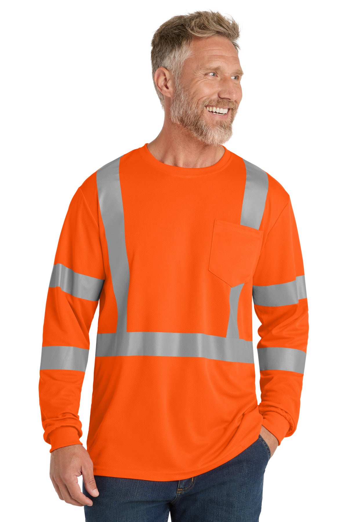 CornerStone  ANSI 107 Class 3 Mesh Long Sleeve Tee. CS203