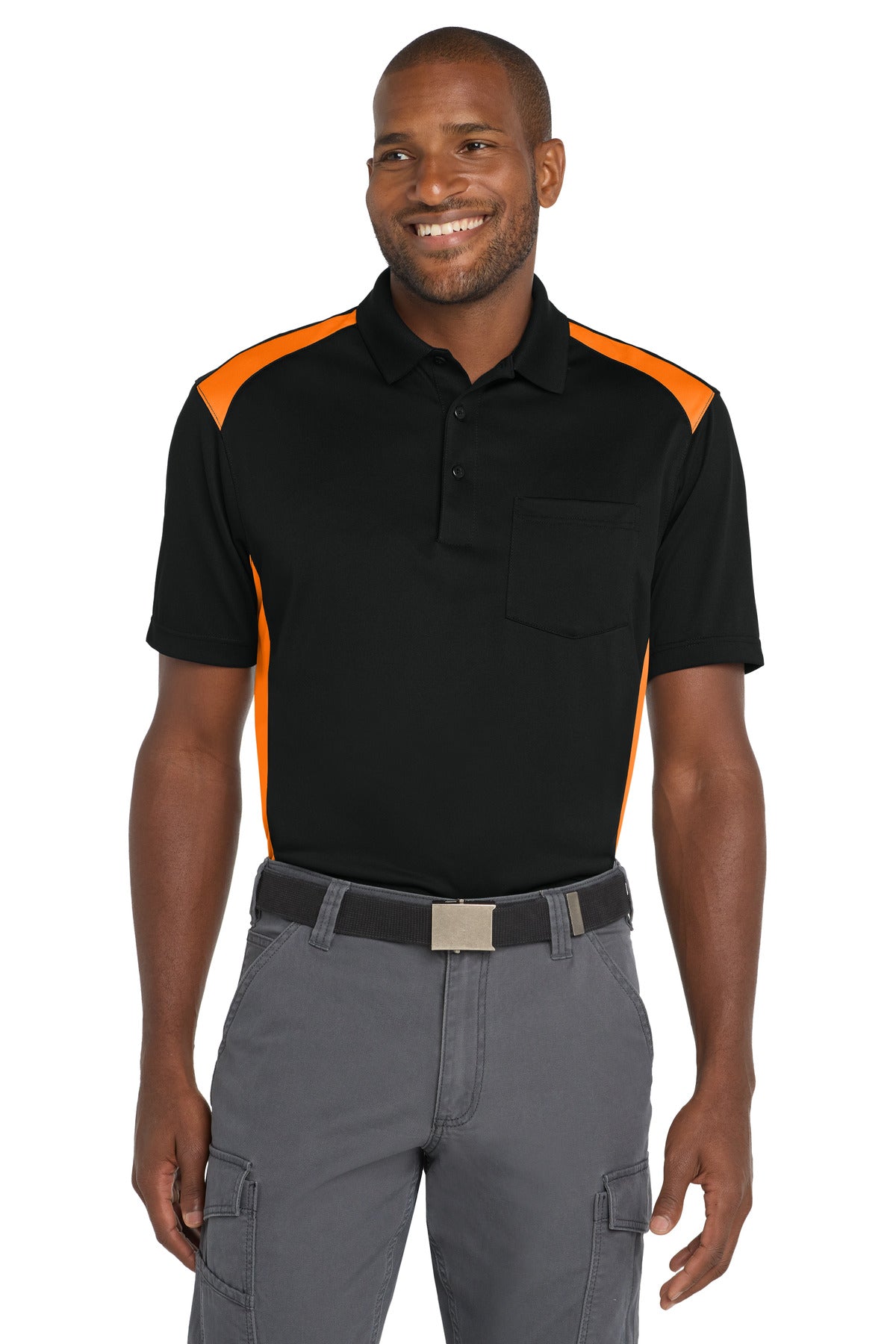 CornerStone Select Snag-Proof Two Way Colorblock Pocket Polo. CS416