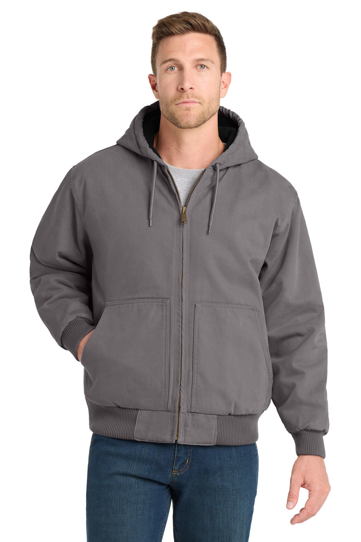 CornerStone Washed Duck Cloth Insulated Hooded Work Jacket. CSJ41