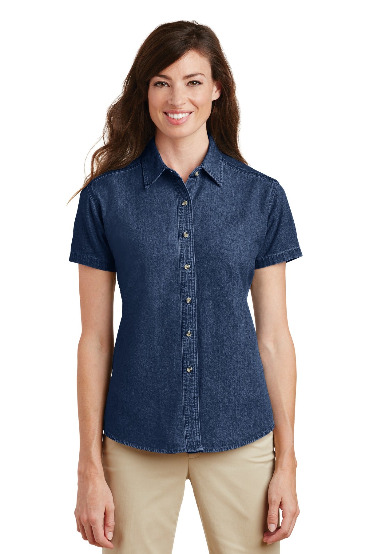 Port & Co Women's Short Sleeve Value Denim Shirt.  LSP11