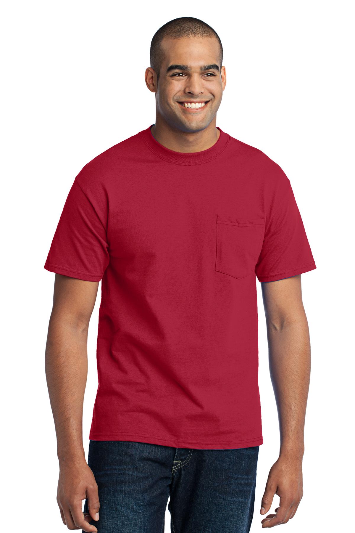 Port & Co Core Blend Pocket Tee. PC55P